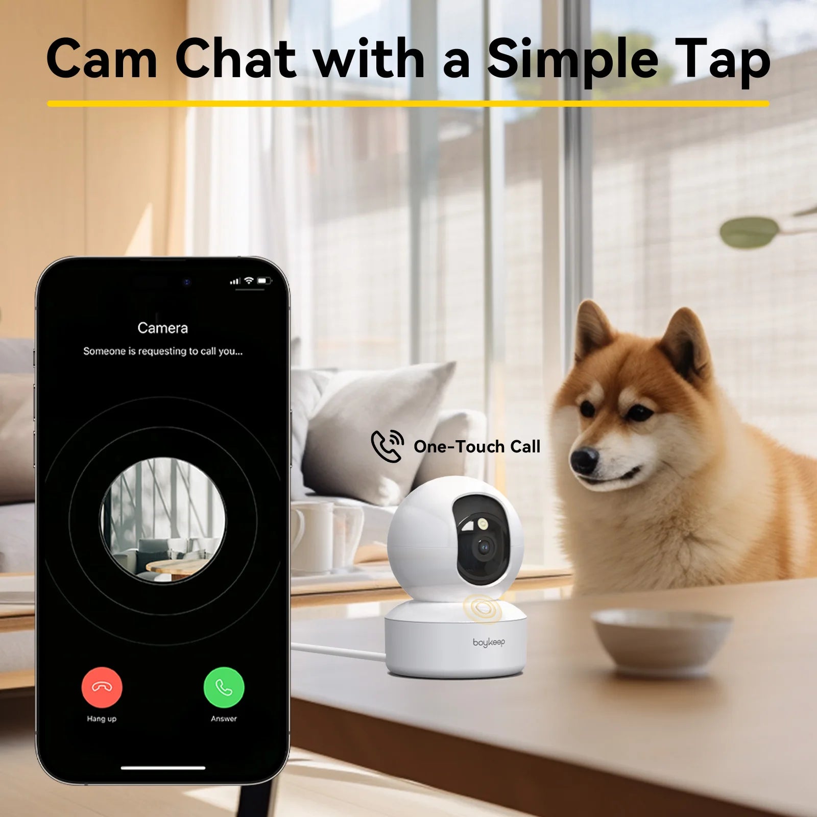 Cámara para Mascotas 2K WiFi 360° — Visión Nocturna y Audio Bidireccional"