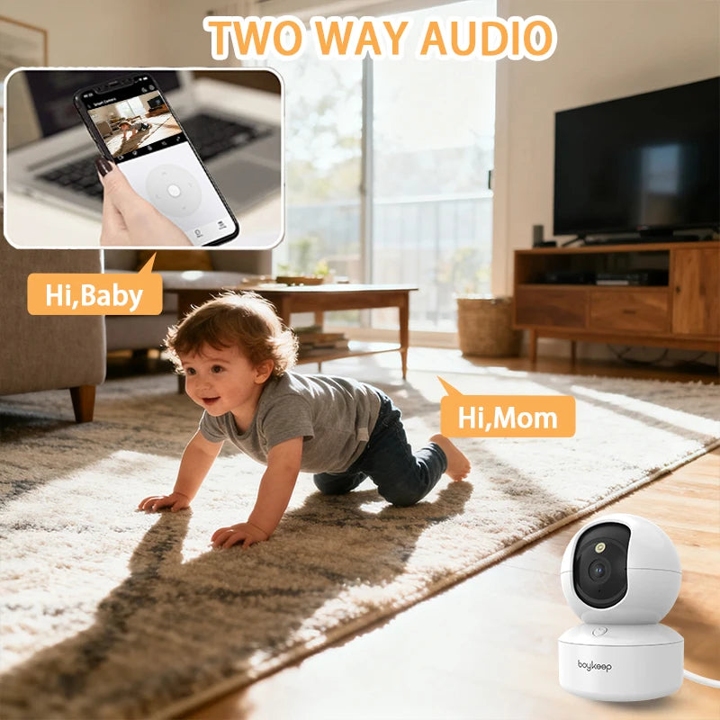 Cámara para Mascotas 2K WiFi 360° — Visión Nocturna y Audio Bidireccional"