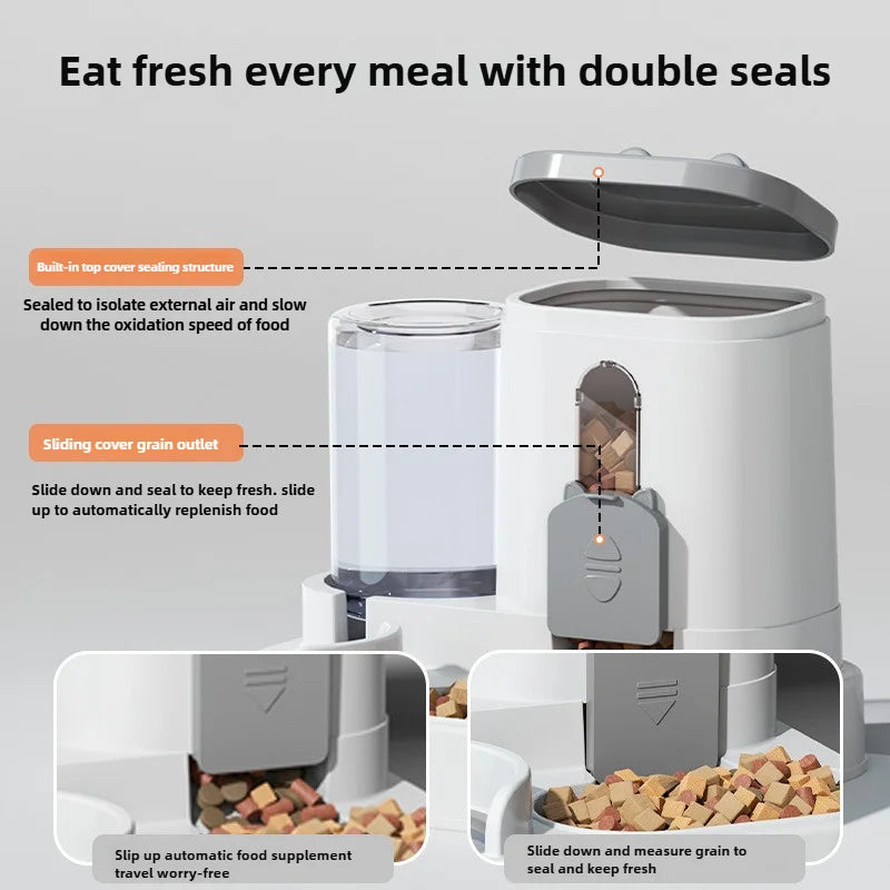👑 Comedero Real — Dispensador Automático 2 en 1 para Gatos y Perros