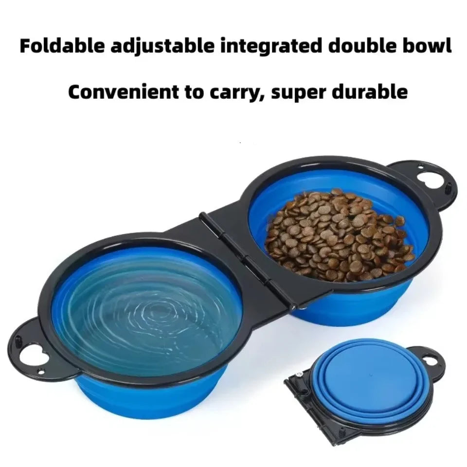 Cuenco Plegable de Viaje 2 en 1 — Comedero y Bebedero para Perros y Gatos