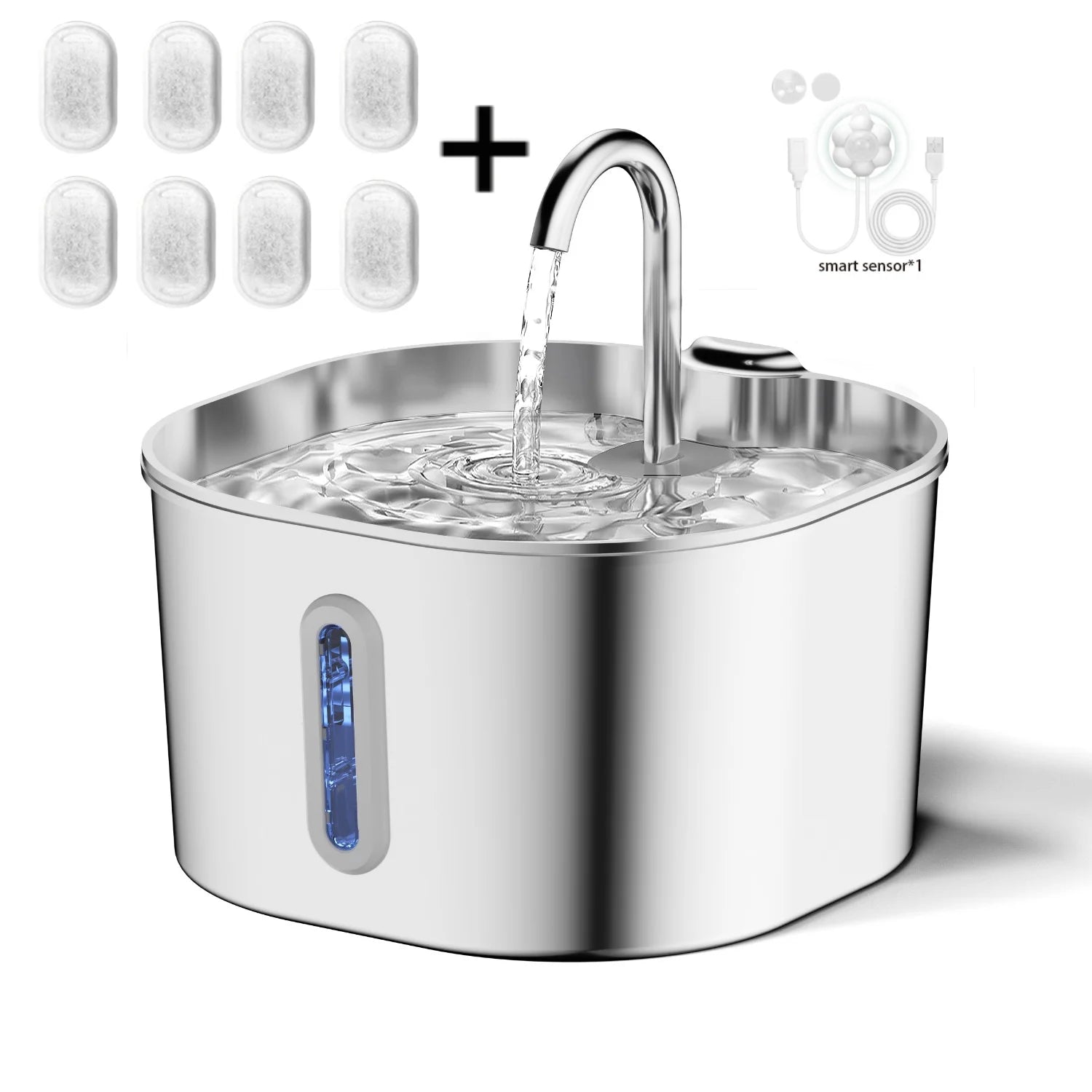 Fuente de Agua Automática para Mascotas - Acero Inoxidable 2.2L