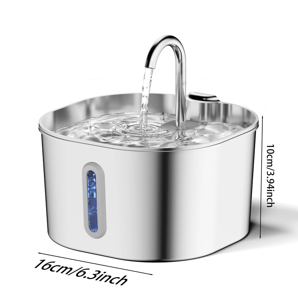 Fuente de Agua Automática para Mascotas - Acero Inoxidable 2.2L
